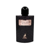 Black perfume bottle labeled 'Opera Noir' by Maison Alhambra on a white background